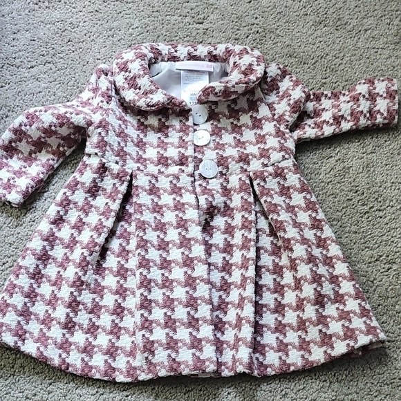 Stylish Kids Houndstooth Coat - Pink & White - Picture 4 of 4